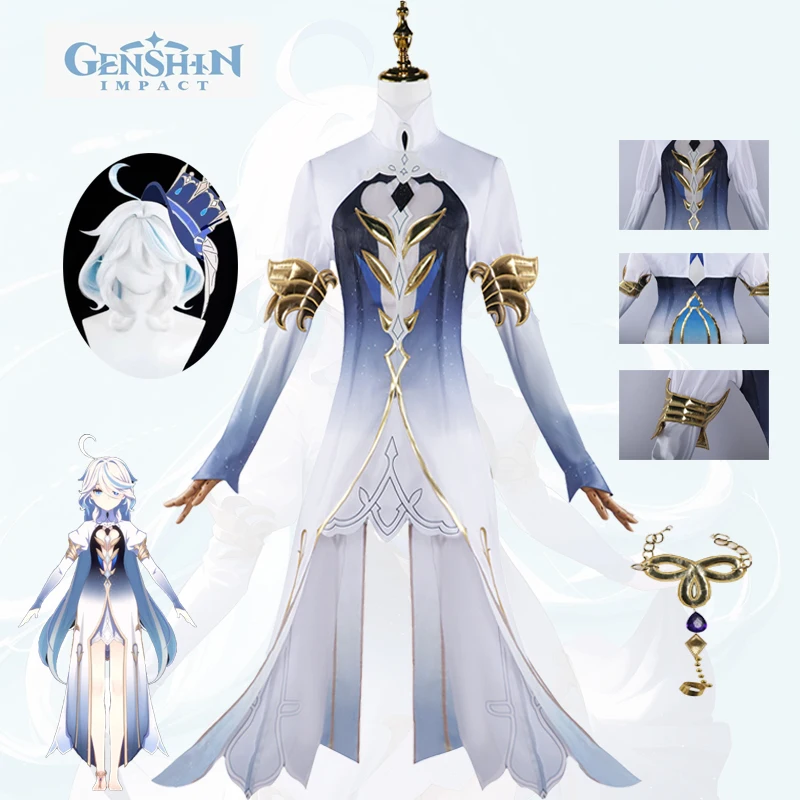 

Focalors Furina Goddesses Cosplay Costume Genshin Impact Carnival Uniform Anime Dress Full Set Shoes Wig Role Play For Women Set