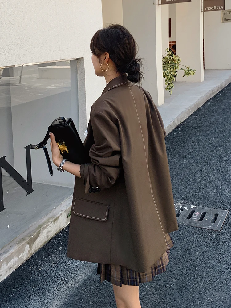 

Vintage Elegant Korean Style Blazer Jacket for Women 2022 Autumn New Office Lady Loose Casual Suit Coat Outerwear Spring 1903