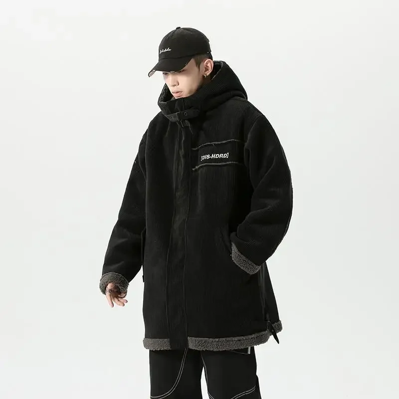 Men's Jacket Parkas Men's Winter Jackets Men's Cold Jacket Corduroy Plush and Thicken Increasing Fertilizer Loose