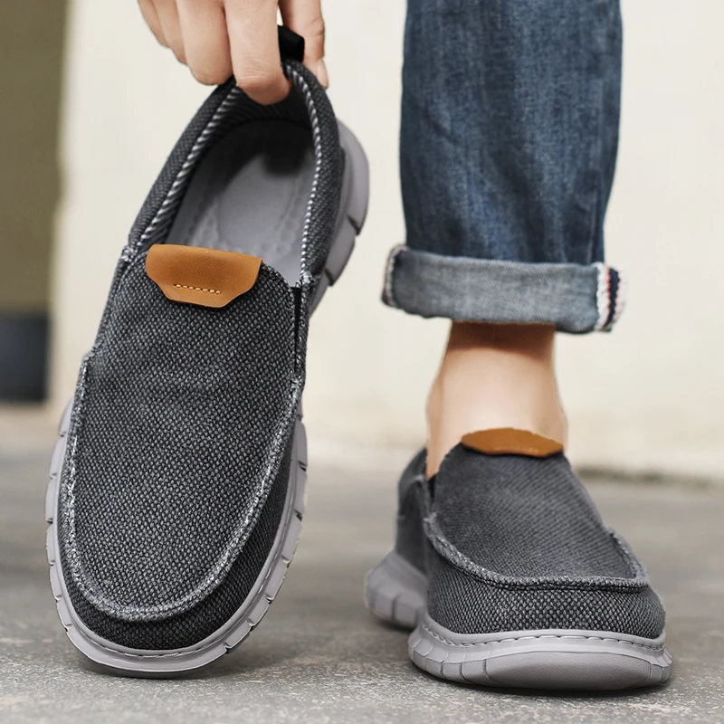 Sneakers Men's Shoes Casual Canvas Loafers Solid Color Slip On Flats Classic Comfortable Large Size Soft Breathable Male Shoes 2