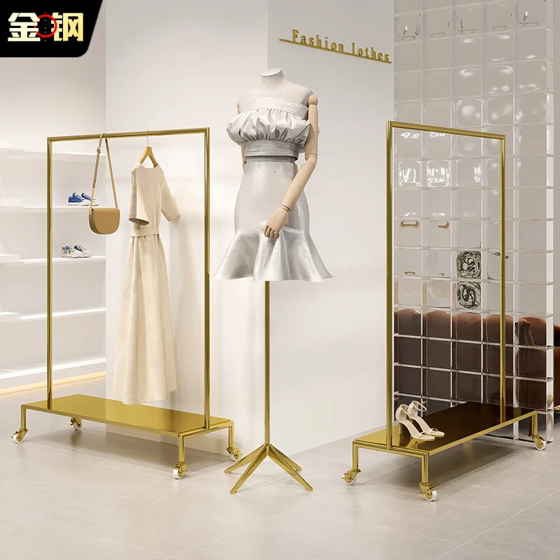 Retail-Gold-Clothes-Shop-Display-Wall-Metal-Hanging-Rack-Interior ...
