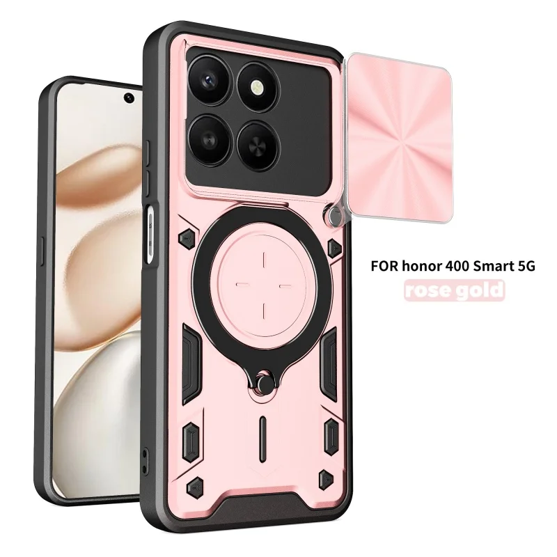 Enhanced Armor 5G Phone Case with Magnetic Car Holder and Slide Lens Protection