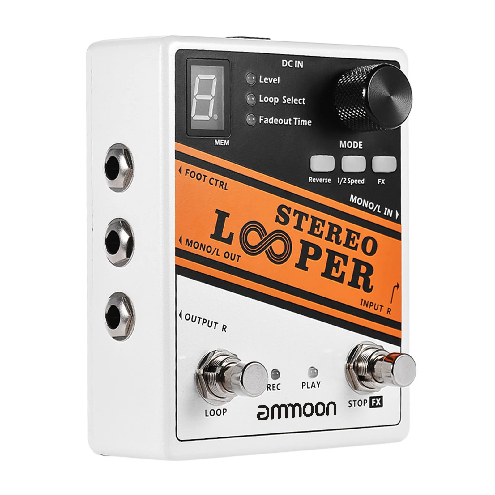 ammoon STEREO LOOPER Loop Record Guitar Effect Pedal 10 Independent Loops Max. 10min Recording Time for Each Loop Unlimited Ove