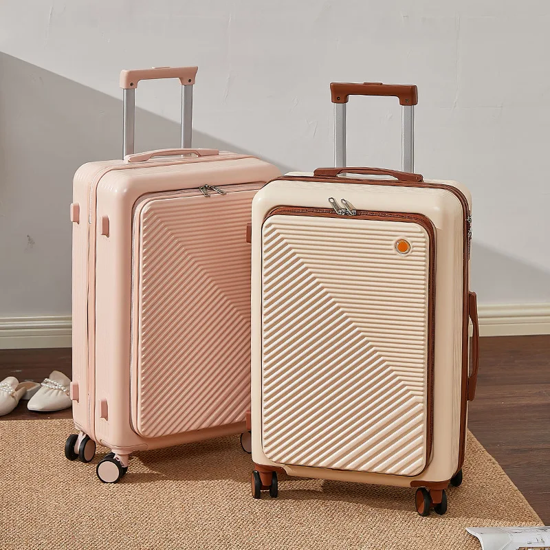 

Чемодан на колесиках для мужчин и женщин, универсальный чемодан из алюминия, большой вместимости, 20 дюймов, открывается спереди