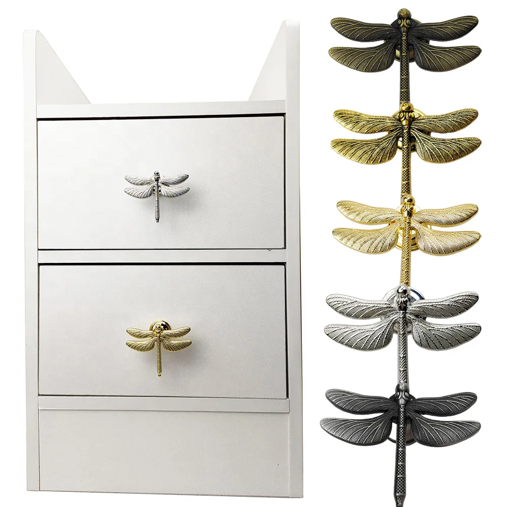 

Brass Dragonfly Handle Furniture Cupboard Pulls Drawer Knobs Kitchen Cabinet Handles Nordic Style Golden Home Accessories