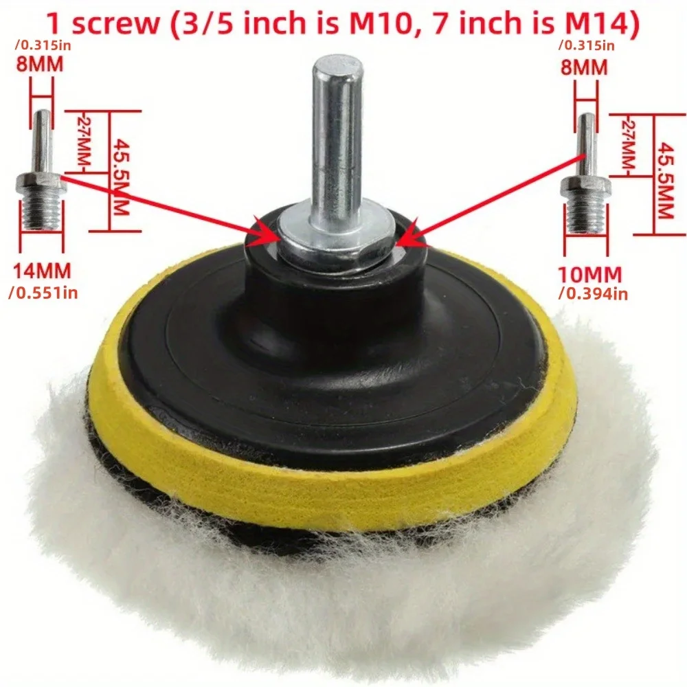 8-Piece Car Polishing Pad Set - 3/4/5/6/7 Inch Self-Adhesive Buffing Pads For Waxing & Polishing