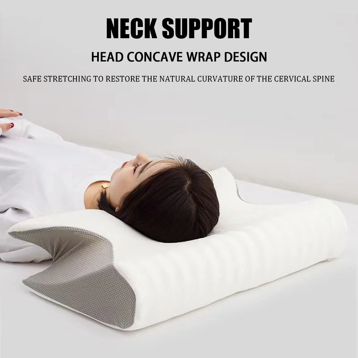 Stitching Color Pillow Memory Foam Cervical Ergonomic Contoured Orthopedic Relaxing Cervical Pillow Versatile Support PillowHome 3