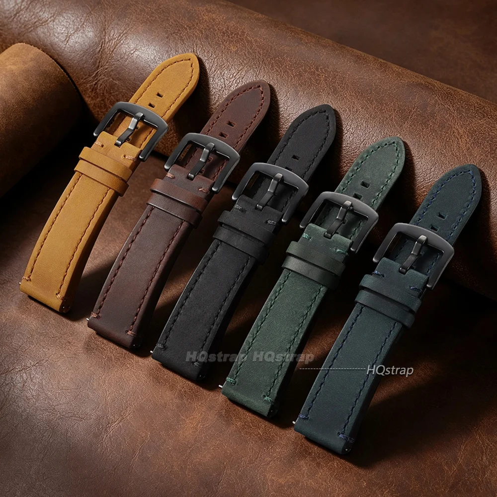 Premium Vintage Leather Watch Band – Universal Cowhide Strap with Quick Release
