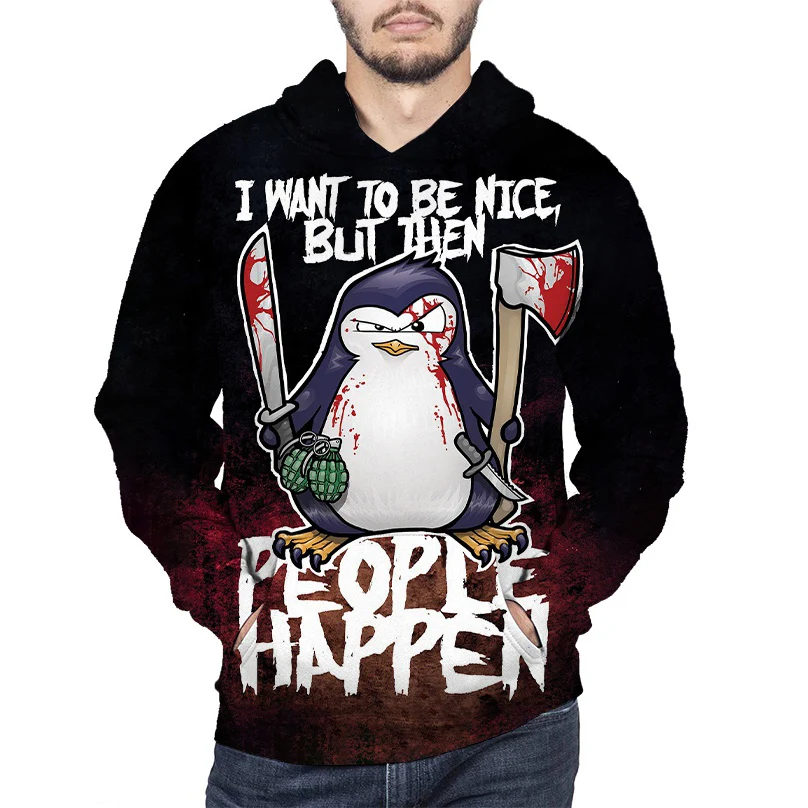 Funny Penguin 3D Print Hoodie Pullover