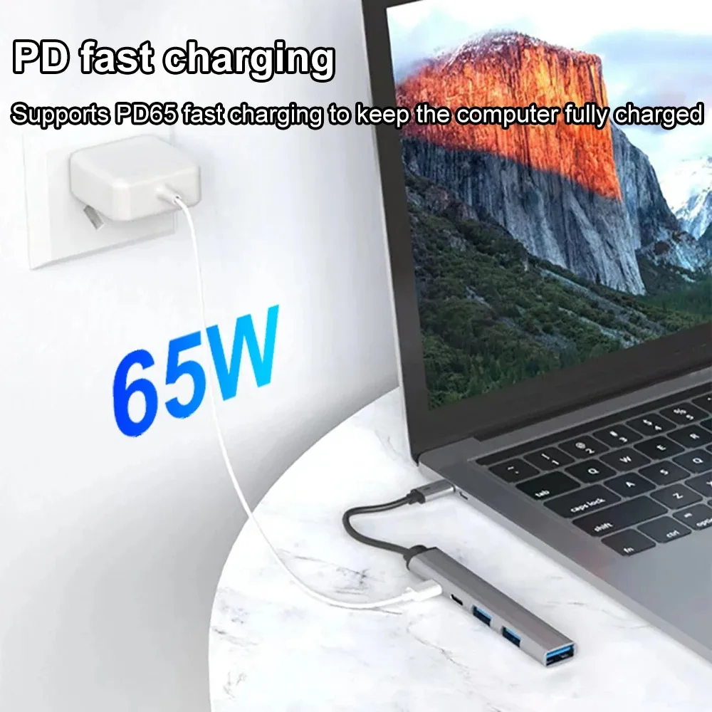 Enhanced USB-C Hub with 5-in-1 Functionality and 65W Power Delivery for Laptops and Accessories