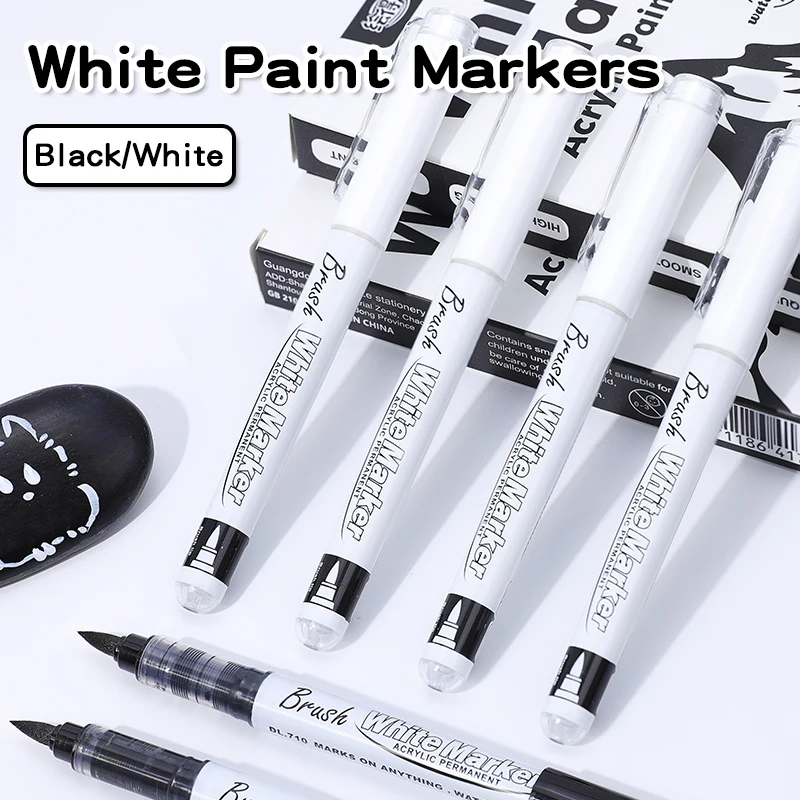 Large Capacity Permanent Black/White Acrylic Paint Pen for Art Supplies, Fabric Paint, Markers for DIY Art 2