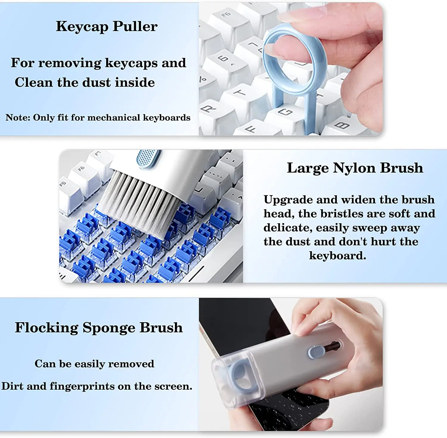 7-in-1 Computer Keyboard Cleaner Brush Kit Earphone Cleaning Pen For Headset iPad Phone Cleaning Tools Cleaner Keycap Puller Kit 3
