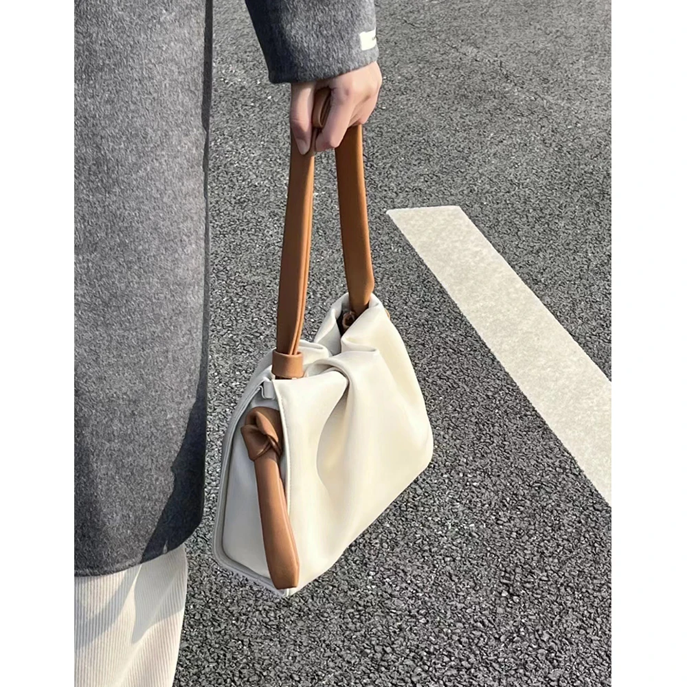 

Fashion Ruched Bucket Bag High Quality Handbags Soft PU Leather Shoulder Crossbody Bags for Women Casual Shopper Tote Purses New