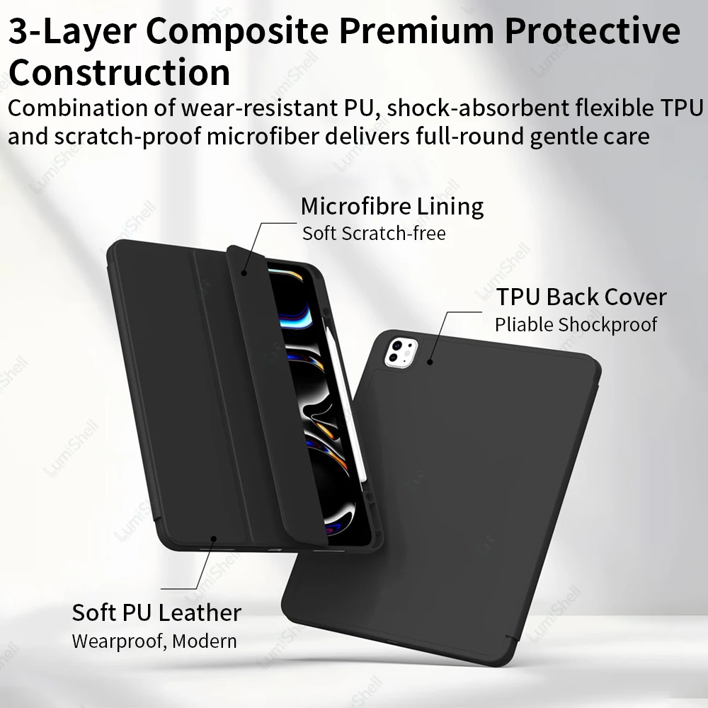 Premium 13-Inch iPad Pro Case with Pencil Holder and Trifold Stand
