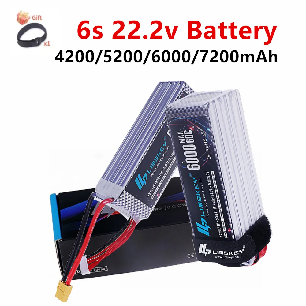 Vue de face de la batterie LiPo 7200mAh XT60/XT90, étiquette visible, conçue pour drone quadcopter.
