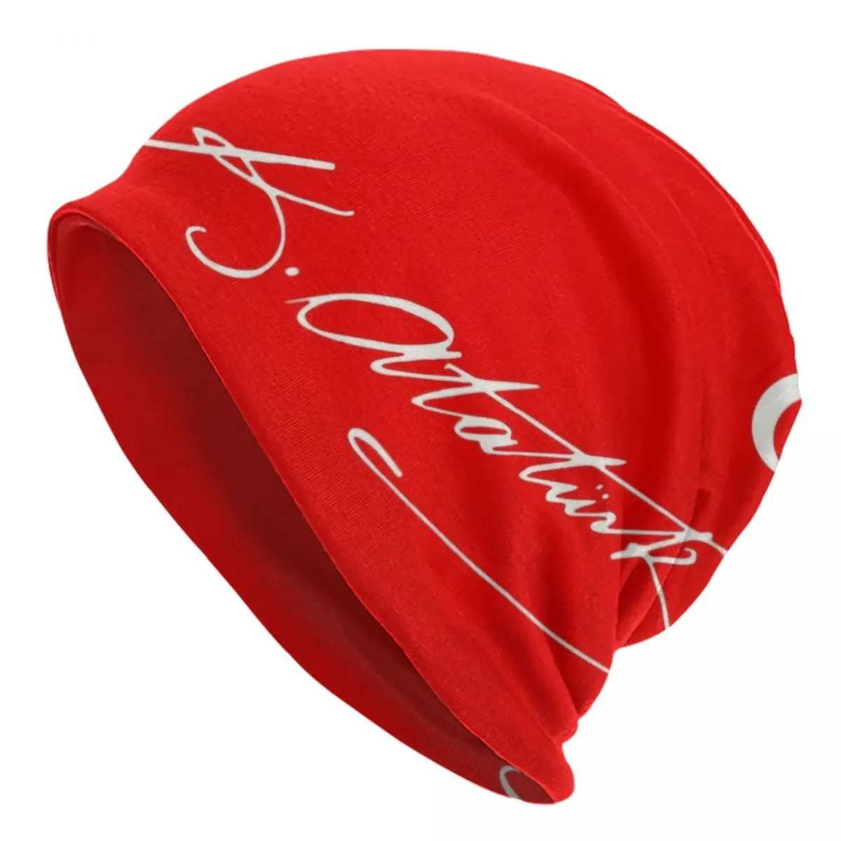 

Ataturk Signature With Turkey Flag Bonnet Hat Knit Hats Men Women Hip Hop Unisex Turkish Leader Warm Winter Beanies Cap