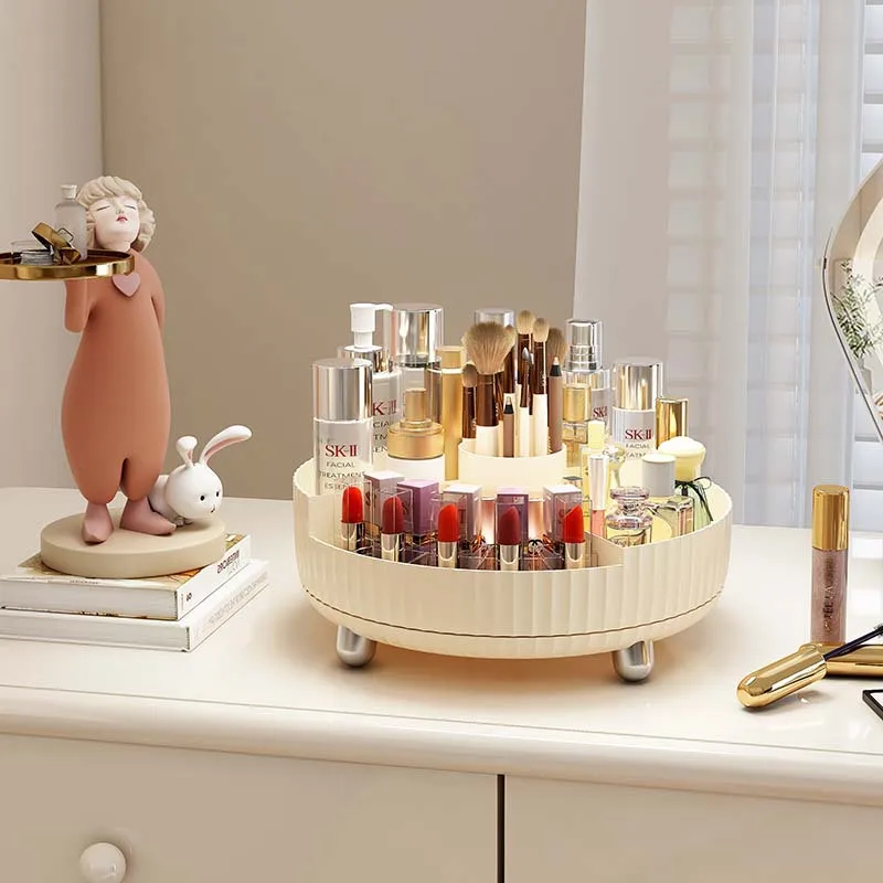 Capacity 360-degree Skincare Product Shelf Dresser Simple Rotating Cosmetics Storage Box Desktop Largestorage Tray 6
