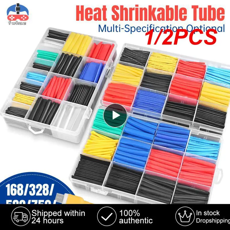 

1/2PCS Heat Shrink Tube Assorted Insulation Shrinkable Tube 2:1 Wire Cable Sleeve Kit Electrician Cable Protector Wire Holder