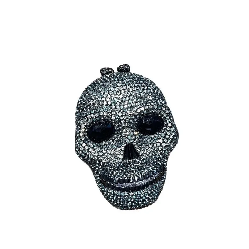 Lady Skull Halloween Stones Clutch Bags Women Diamond Handbag Rhinestones Evening Bag Wedding Bags Crystal Chain Day Clutches