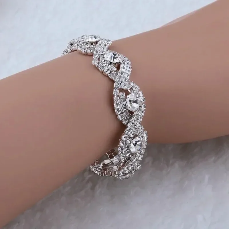 Chain Bracelet Delysia King Women Elegant Luxury Rhinestone Wrist Chain Birthday Party Gifts Silver