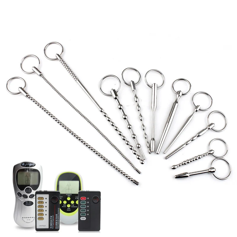 Penis Sex Toys Electric Shock Male Penis Metal Urethra Plug Dilator Beads Cock Ring