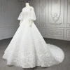 Scalloped Glitter Champagne Wedding Dress Prom Dress Detachable Sleeve Sequin Beaded Bridal Wedding Dress Long 1315 3