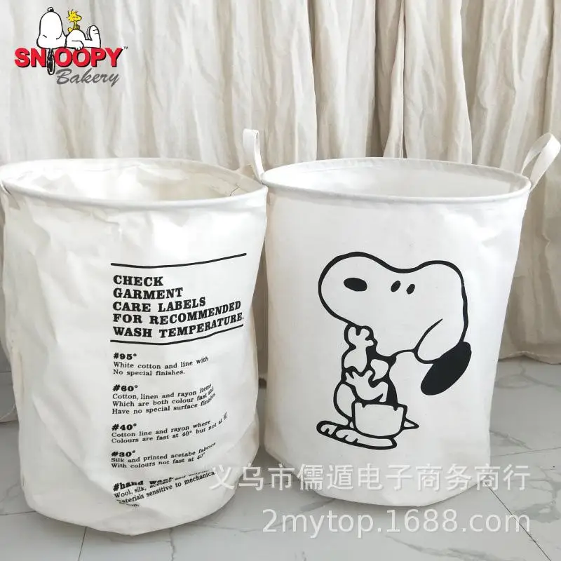 

Kawaii Sanrio Snoopy Cartoon Cute Printed Nylon Waterproof Household Dirty Basket Storage Bucket Canvas Frame Storage Basket