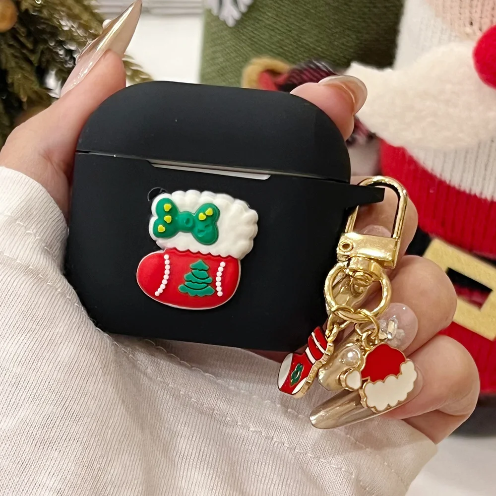 Black Silicone Christmas Earphone Case for AirPods