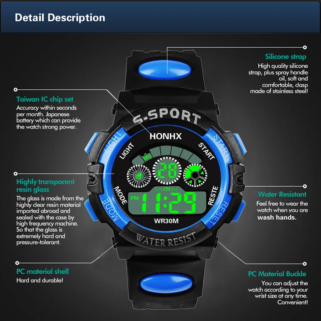 Children's Watch Multi functional Night Light Timing Sports Student Electronic Watch