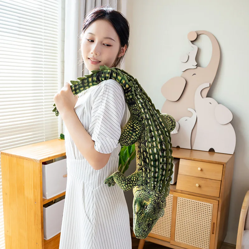 Cute Long Crocodile Plush Doll Pillow Realistic Reptile Brown/Green Soft Toy Home Decor Birthday Gift for Boys