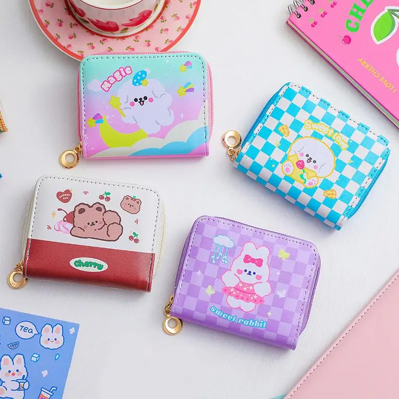 PU Leather Girls Wallet Cute Cartoon Zipper Card Holder Mini Clutch Wallet  Key Chain Coin Purse Kids Gifts Stationary - AliExpress