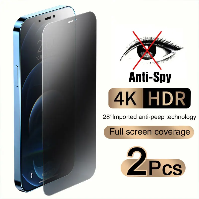 

2PCS Anti-Spy Screen Protector For iPhone 11 12 13 14 PRO MAX Privacy Glass For iPhone 7 8 Plus X XS Max XR Tempered Glass