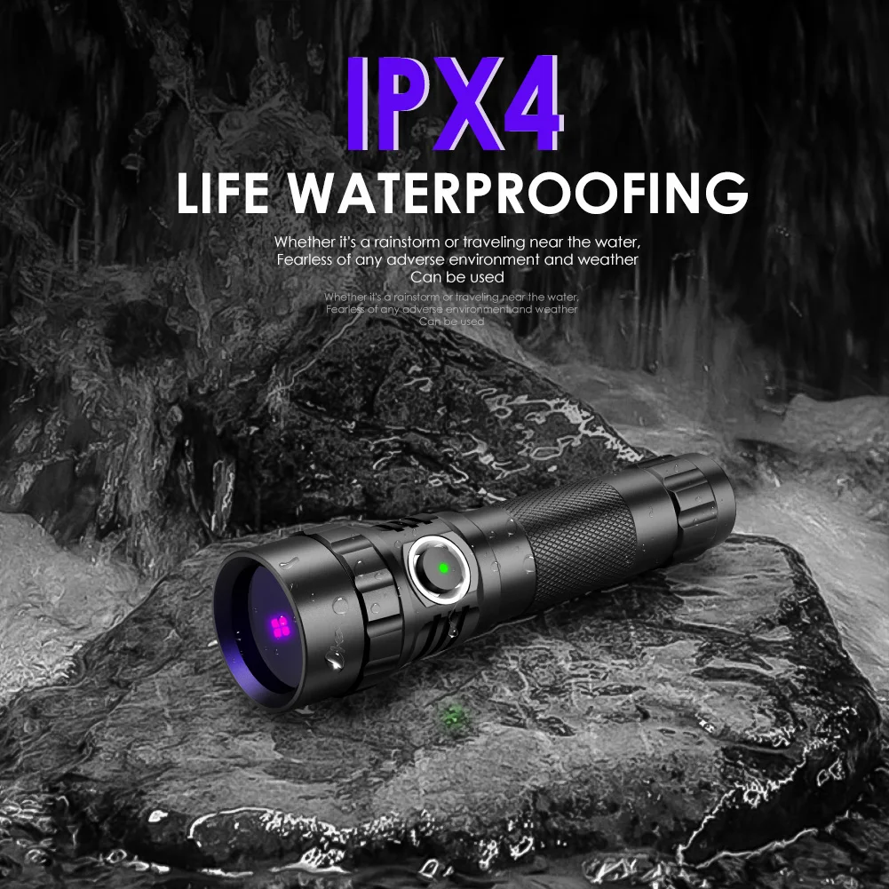 Description Picture 6 of itemUniqueFire 10W 395NM Black Light Type-C Rechargeable LED Flashlight Ultraviolet with Filter-Detector for Resin Curing, Pet Urine