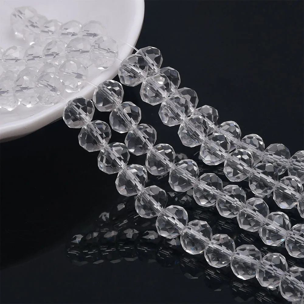 10 Stränge Glaskristallperlen 4 mm klare Rondelle Perlen Kristall AB Spacer Perlen für Schmuckherstellung DIY Bastelbedarf