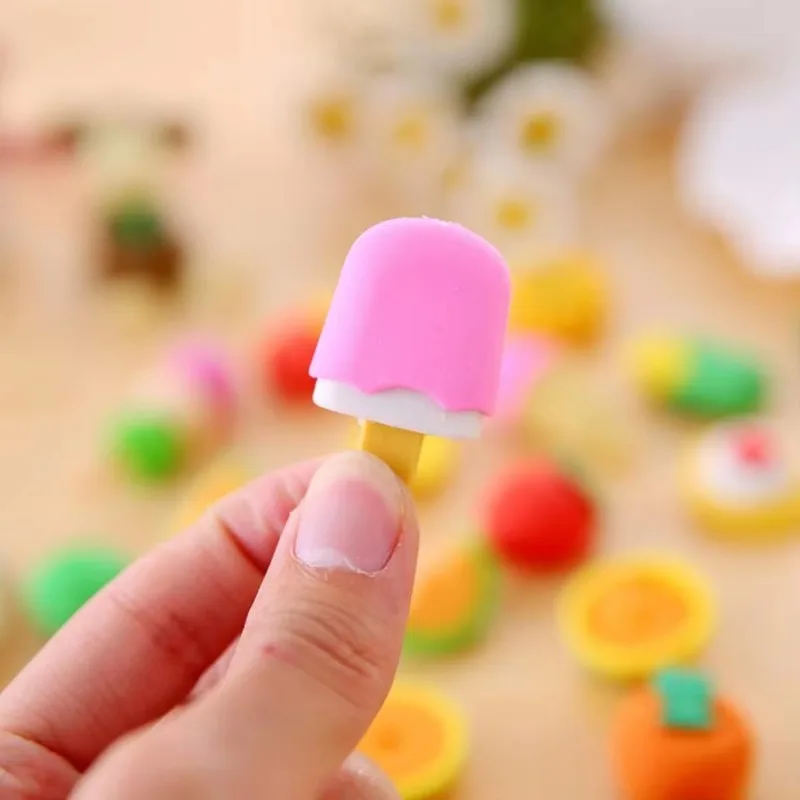 1pack/lot Kawaii Eraser Cartoon Food Animal Special Shape Eraser Set Cute Stationery Student Gifts Children Toy School Supplies