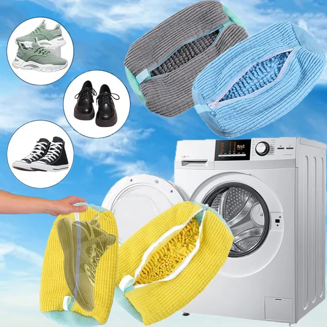 Borsa per Lavaggio Scarpe in Rete Durevole con Zip, Interno Morbido in Fluff, Protegge Sneakers e Scarpe Casual in Lavatrice e Asciugatrice, Ideale per Viaggi e Organizzazione, Pratica per Stoccaggio e Utilizzo Quotidi 2