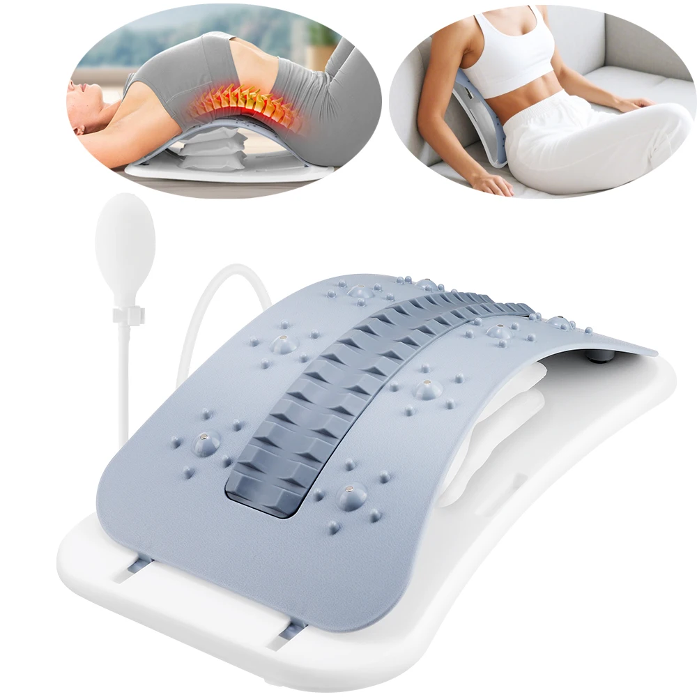 Manual Lumbar Stretcher Airbag Back Massager Lumbar Spine Soothing Stretching Device Back Support Stretcher Posture Corrector