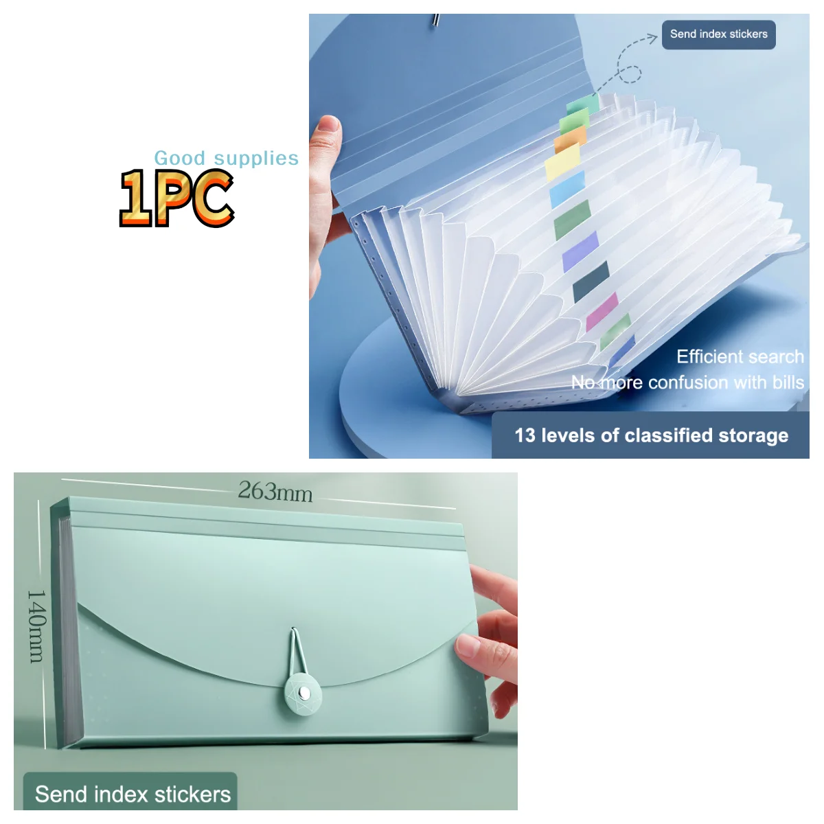 Cheque Folder 13 Pockets Expanding File Folder Accordion Document Organizer Check ...