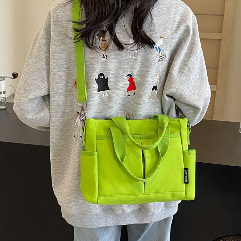 Women's Bag Multiple Pockets Shoulder Bag Large Capacity Canvas Tote Handbag For Women Daily Commuting Shopping Bag