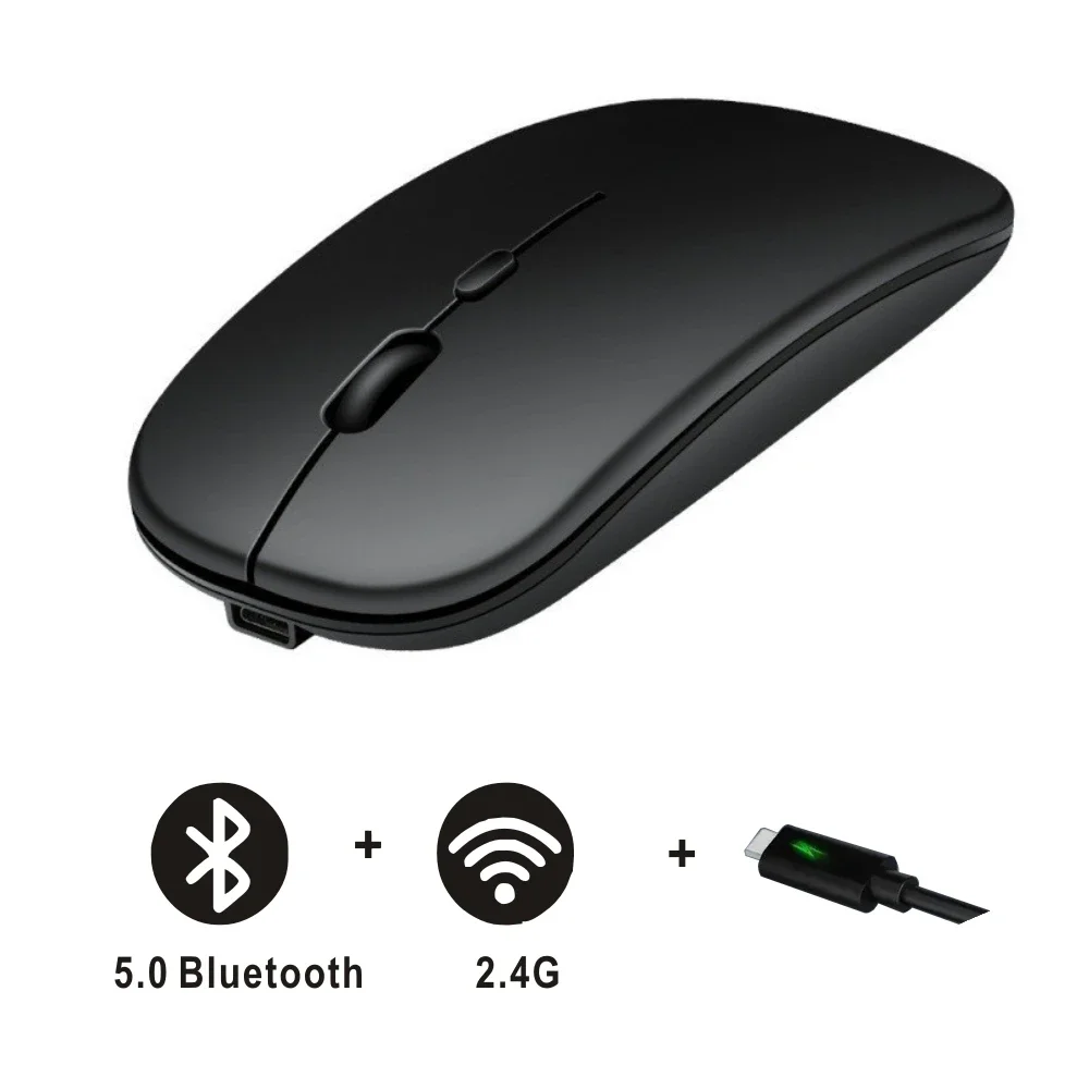 Enhanced Rechargeable Ergonomic Bluetooth Wireless Mouse - Silent & Dual Mode for Gaming and Everyday Use