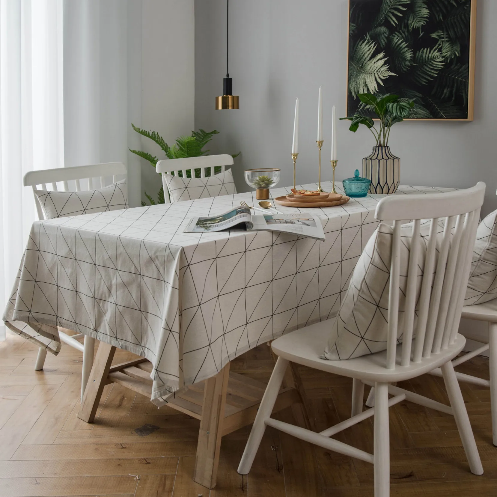 

Black and White Geometric Tablecloth Desk Decoration Tablecloth for Wedding Party Dining Banquet Decoration Luxury Table Cover
