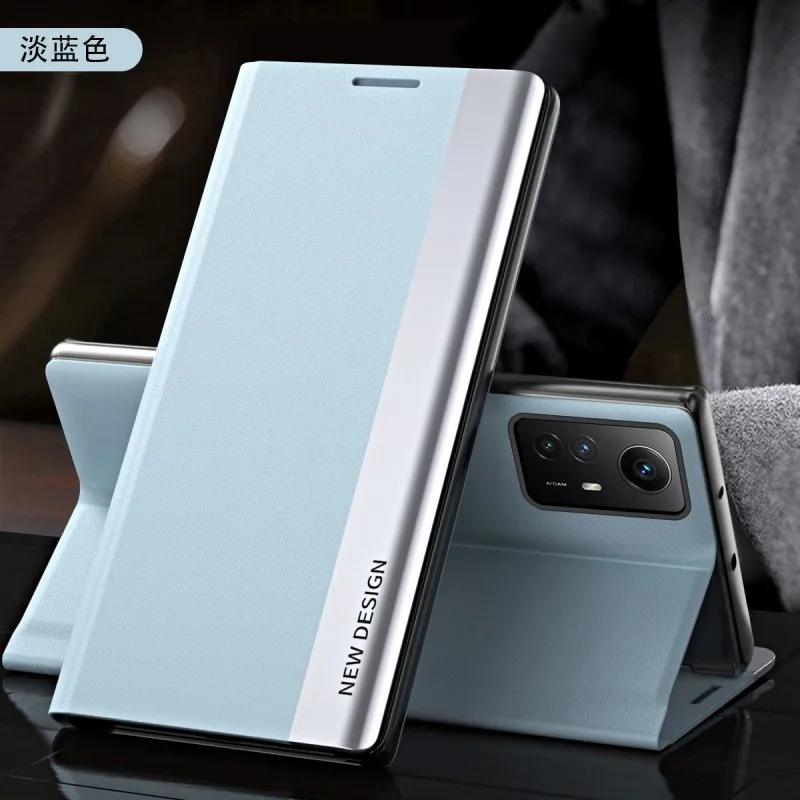 Premium Litchi Leather Shockproof Flip Case with Side Window & Stand Feature