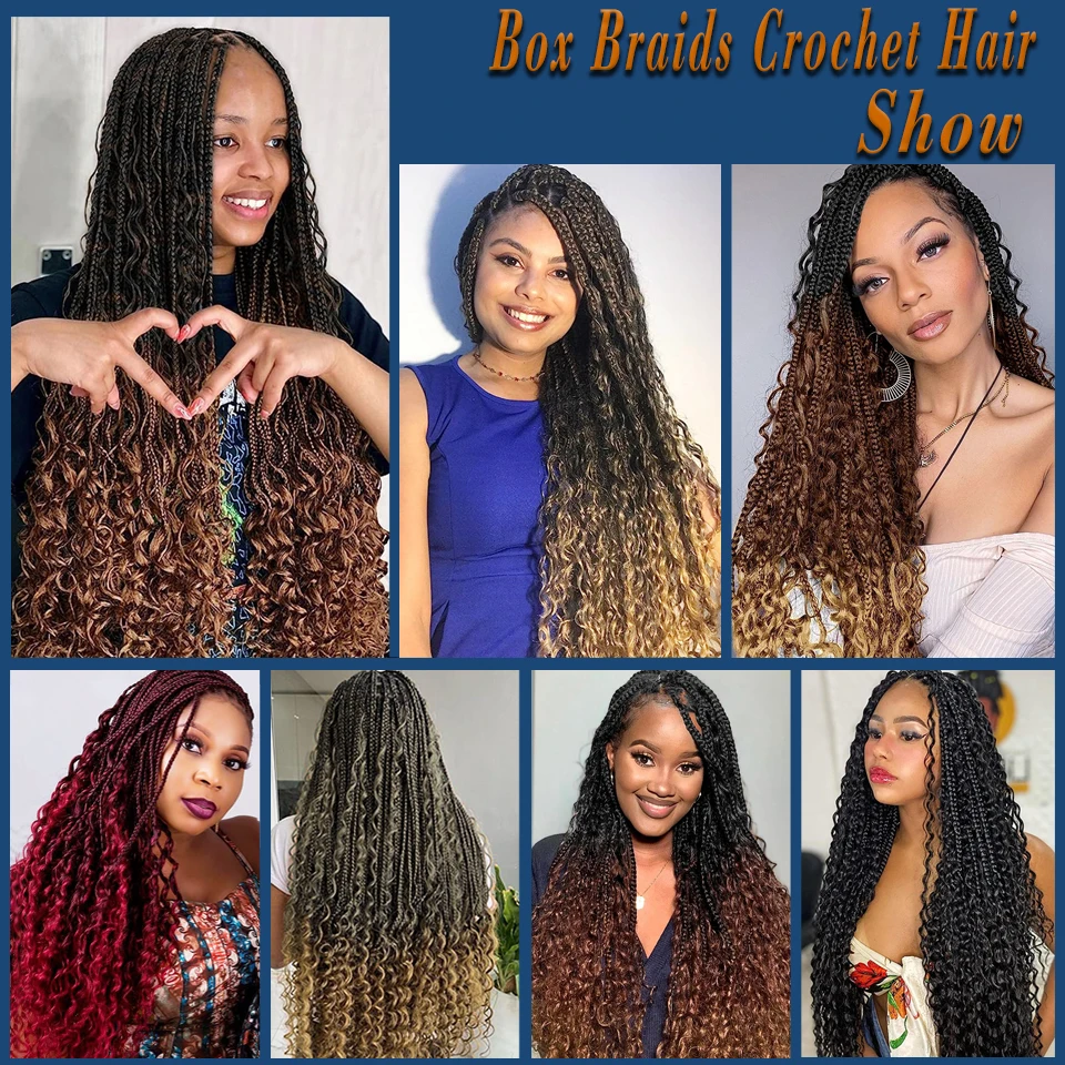 24 inch bohomian goddess box braids crochet hair t30 boho braids long crochet box synthetic hair extensions braiding