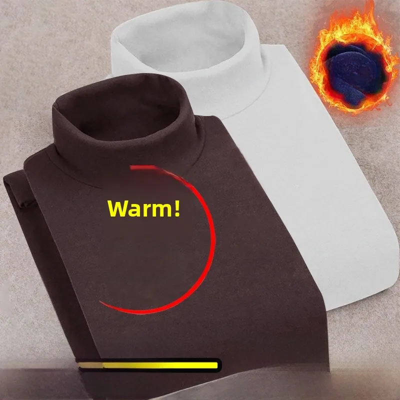 Half turtleneck [solid color] coffee + white