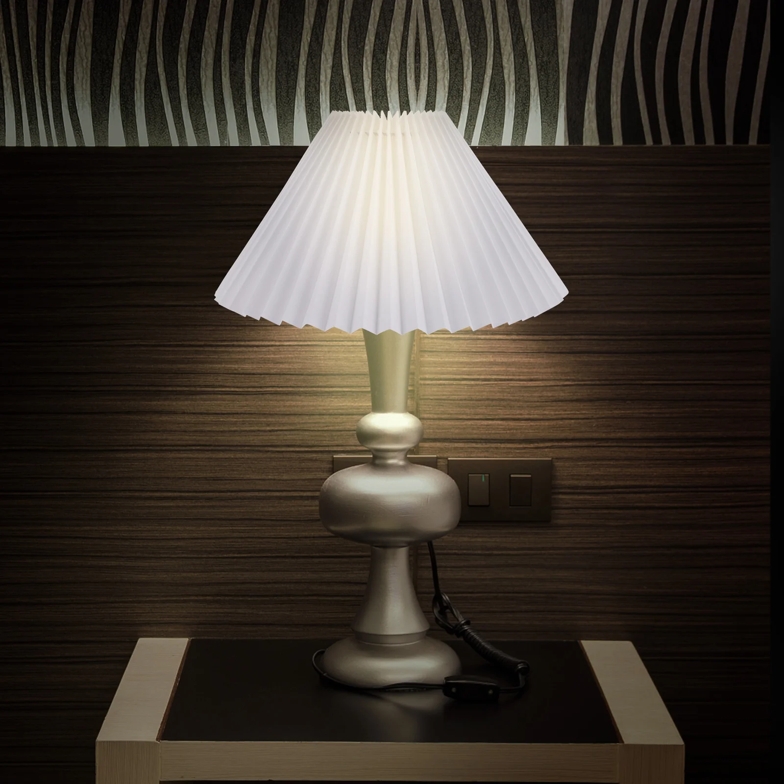 

White White Taper Candles Pleated White White Taper Candleshade Cream of Mushroom Ceiling Cloth Lampshades for