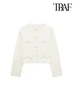 TRAF-Women's Golden Button Jacket Coat, O Neck, Long Sleeve, Female Outerwear, Chic Tops, Fashion 2
