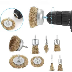 1pcs Professional 6mm Shank Copper Plating Stainless Steel Wire Wheel Brushes Grinder Rotary Tool Connecting Rod Polishing Brush