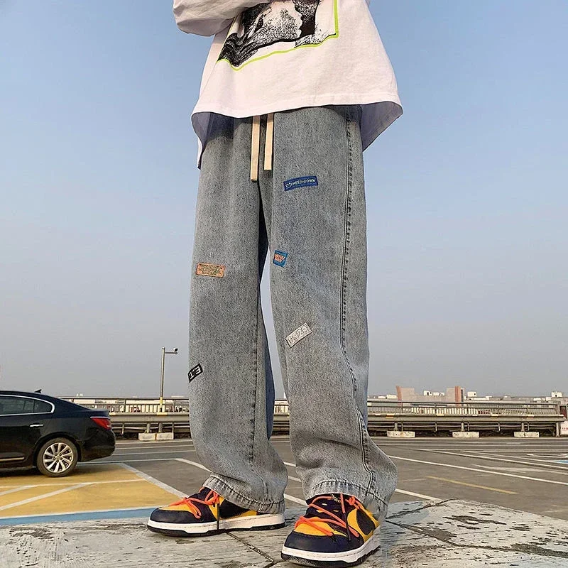 Jeans Da Uomo Con Stampa Pantaloni Grafica Hip Hop Pantaloni Da Cowboy Maschili Azzurro Lusso Y2K Streetwear Estetico Harajuku Baggy Xs