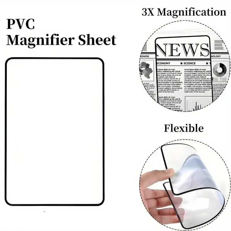 Full-Page Optical Magnifier Sheet - Anti-Glare Large Area Reading Glass for Books & Maps, Ideal for Seniors & Low Vision Aid