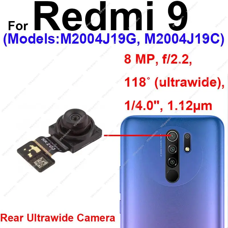 Front Rear Camera For Xiaomi Redmi 9A 9T 9C Front Selfie Facing